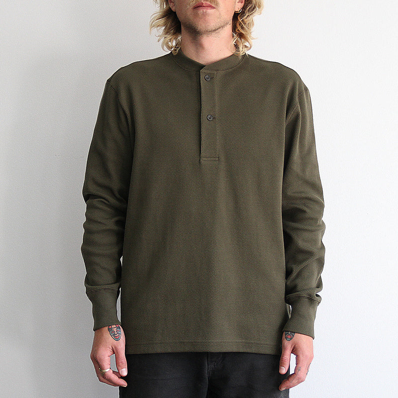 Filson Waffle Knit Henley Mossy Rock