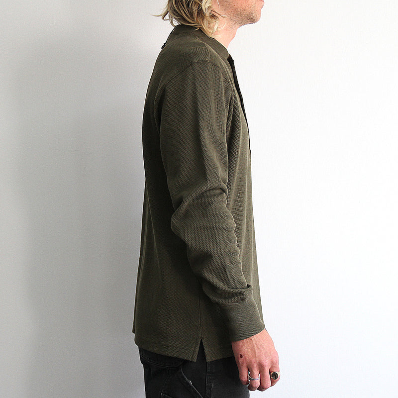 Filson Waffle Knit Henley Mossy Rock