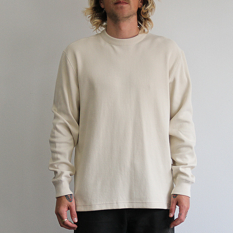 Waffle Knit Thermal Crewneck Sand