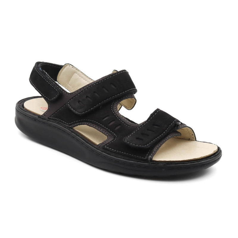 Waldlaufer Hanno 484001 Backstrap Sandal (Men) - Black Sandal - Backstrap - The Heel Shoe Fitters