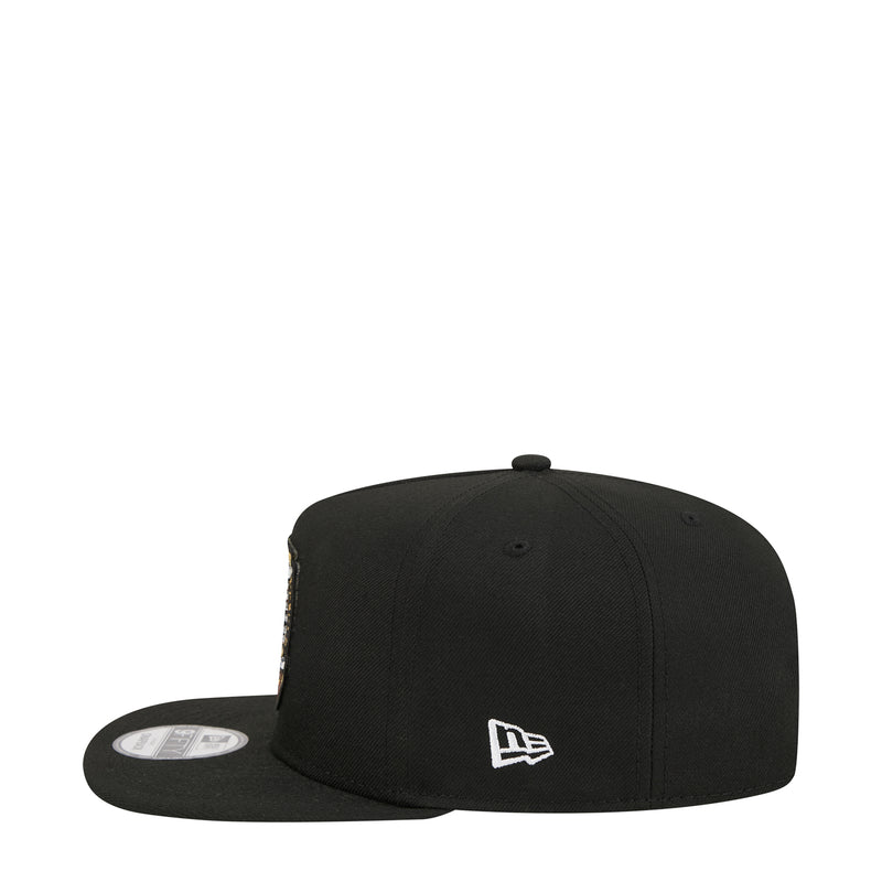 Black snapback cap with New Era logo on the side