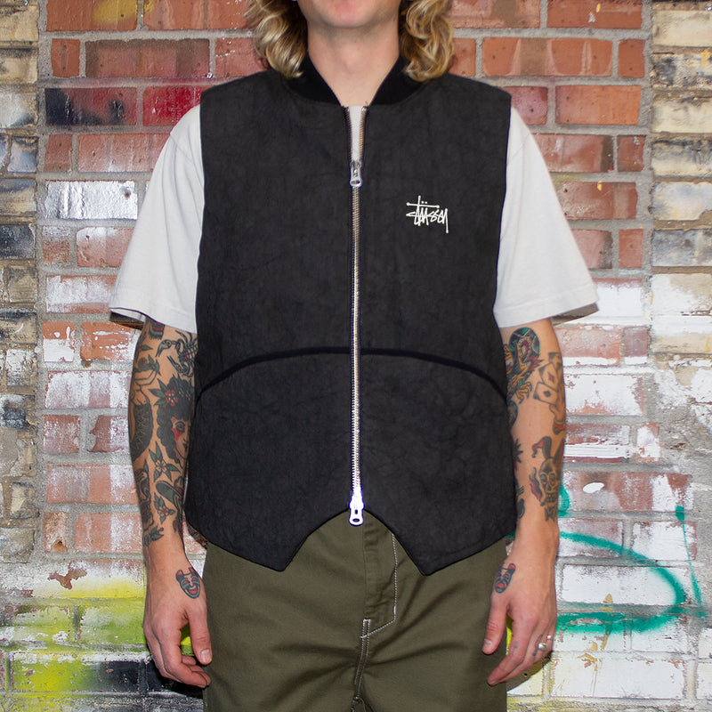 Stussy Washed Canvas Primaloft Vest - Black