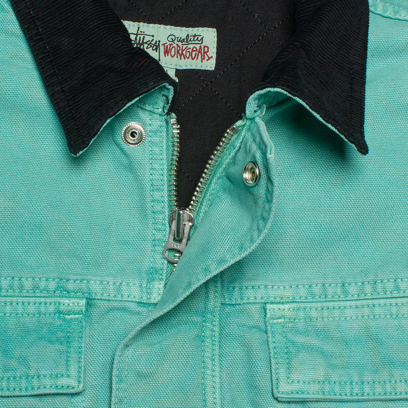 Stussy Washed Canvas Shop Jacket Teal  Edit alt text