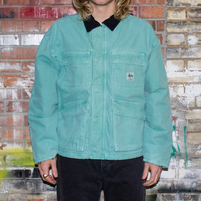 Stussy Washed Canvas Shop Jacket Teal  Edit alt text