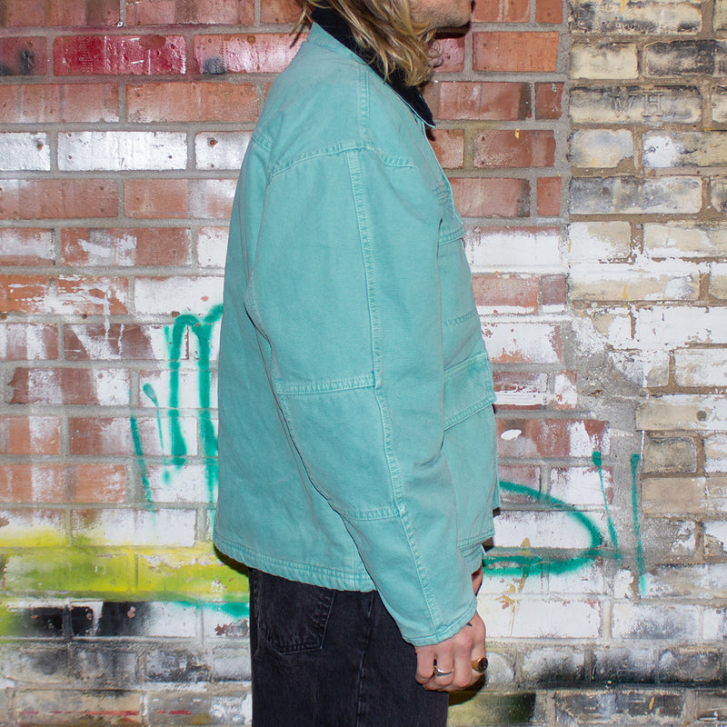 Stussy Washed Canvas Shop Jacket Teal  Edit alt text