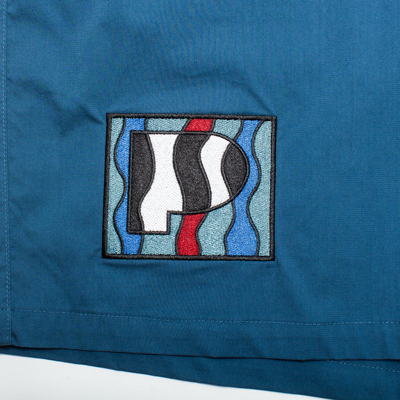 by Parra Zerba Striped P Shorts  Teal